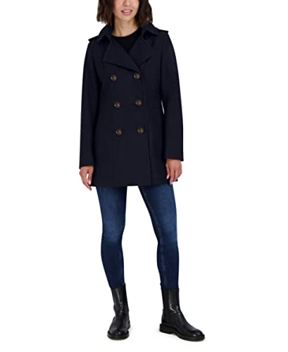 Nautica Women's Double Breasted Peacoat With Removable Hood, Navy Seas, Large #TOP5