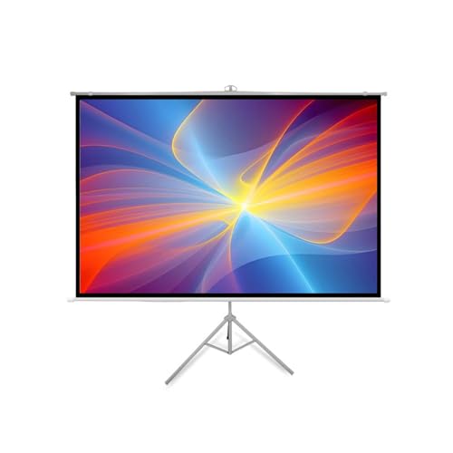Genérico Pantalla de Proyector de 72 Pulgadas con Trípode, Pantallas de Proyector Enrollables Portátiles HD 16:9 para Oficina, Cine en Casa y Fiestas