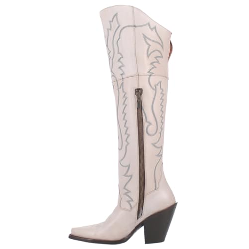 Dan Post Womens Loverly Snip Toe Zippered Casual Boots Over the Knee High Heel 3" & Up - White3