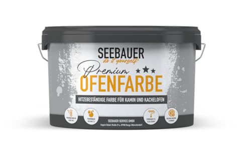 SEEBAUER diy Ofenfarbe für Innen 2,5L - Hitzebeständige Farbe für Kamin und Kachelofen - Atmungsaktiv und Abwaschbar
