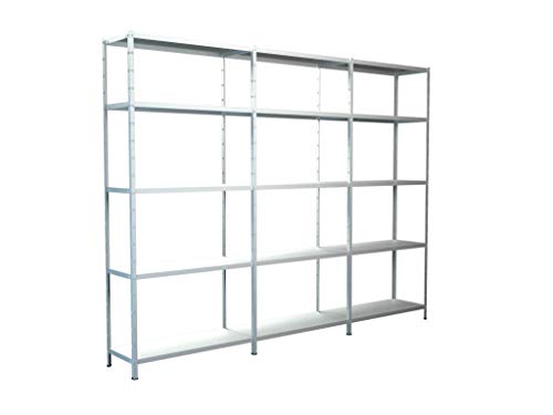 SCHULTE Regalwelt Steck-Grund-/ u 2 Anbauregale, 15 Böden, 2000x2800x350, weiss