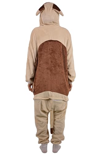 LorranTree Onesie Kostüm Jumpsuit Bulldogge Costume Damen Herren Erwachsene Relaxo Pyjama Tier Hund Dog Weihnachten Halloween Schlafanzug SY-DouNQ S