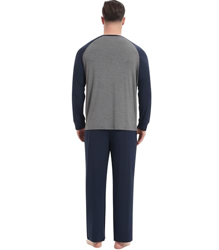 Image of NACHILA Mens Pajamas Set Viscose Made from Bamboo Henley Top Sleep Pants | Henley Top,Soft pants,Tagless Comfort,Moisture Wicking,Ultra silky, All season Loungewear Set, Jogger Sweatpant,Match set