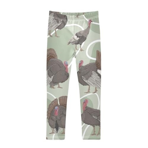 Turkeys Girls Leggings,Workout Leggings for Girls Toddler Athletic Legging Size for 3-10T