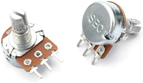 Image of Electronic Spices 500K Rotary potentiometer round shaft handle 3 pin pack of 2pcs