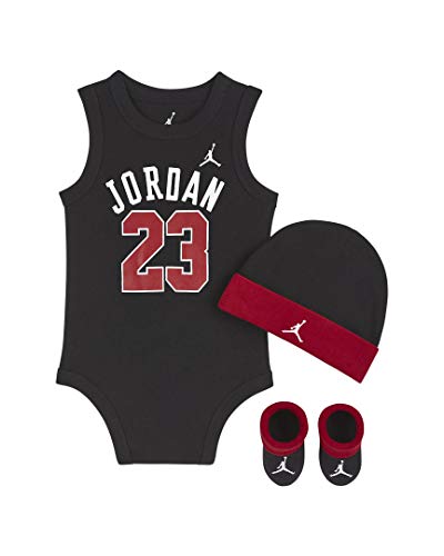 Image of Nike Jordan Infant Jumpman Air 23 3 Piece Set (Black(LJ0208-023)/Red, 6-12 Months)