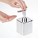 mDesign Compact Square Metal Soap Dispenser for Bathroom/Kitchen - Liquid Soap Pump Bottle for Countertop - Holds Hand Soap, Dish Soap, Lotion, Essential Oil - Unity Collection - Chrome