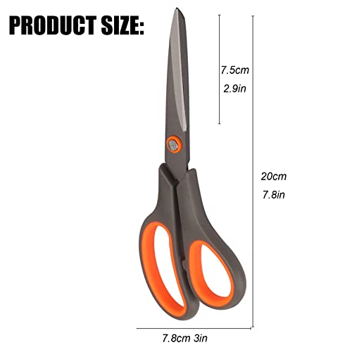 2 Pack 8" Titanium Non-Stick Scissors, All-Purpose Professional Stainless Steel Shears Comfort Soft Grip, Straight Office Craft Scissors For Diy School Home #TOP4