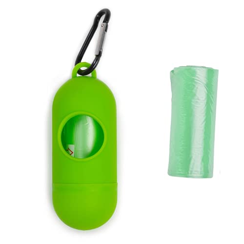 Cata Caca para Pets Kit com 2 unidades e Refil, Petgram, Cápsula Verde - com Mosquetão em Alumínio