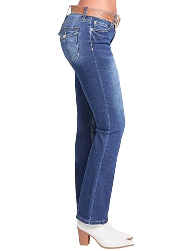 YMI Women's Mid Rise Bootcut Brown Belted Jeans2