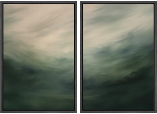 SIGNLEADER Framed Canvas Print Wall Art Set Abstract Stormy Skies
