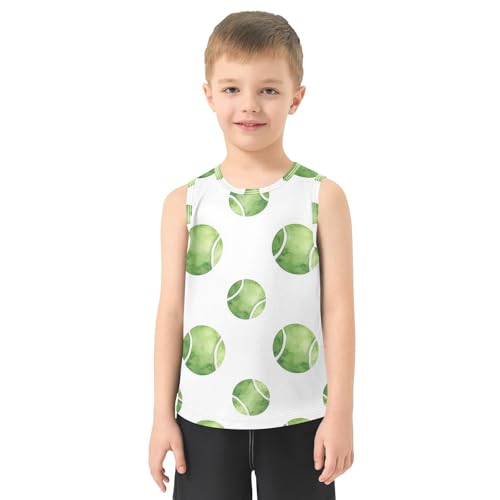J JOYSAY Cartoon Tennis White Boys Tank Top Sleeveless Muscle Shirts Quick Dry Sport Active Workout Kids T-Shirts 3-15T2