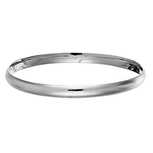 Silverly 6mm Plain Round 925 Solid Silver Bangle - Classic