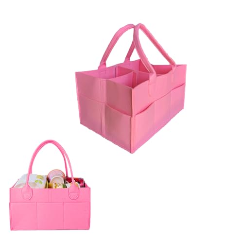 Baby Diaper Caddy is a versatile baby basket designed for nursery storage, car organization, and as a thoughtful gift for baby showers. Perfect for storing diapers and baby wipes. (Pink)