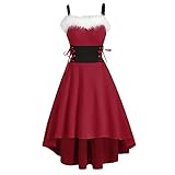 Red/Wine/Green/Black Elegant Dress for Women Christmas Off Shoulder Faux-Fur Midi Dress Plus Size...