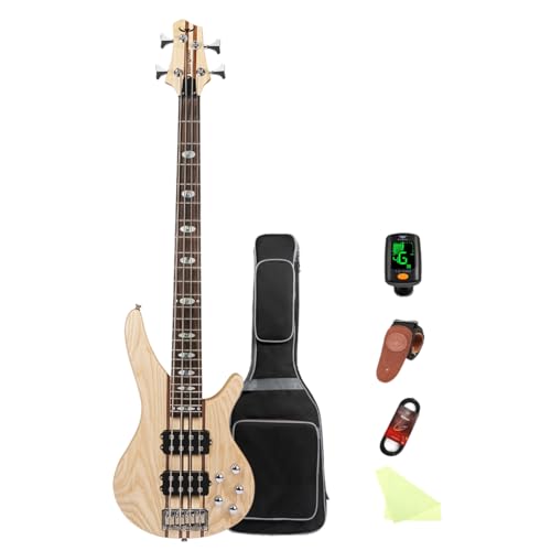 Bullfighter Elem - Guitarra de bajo eléctrico a través del cuerpo, 4 cuerdas, tamaño completo, kit...
