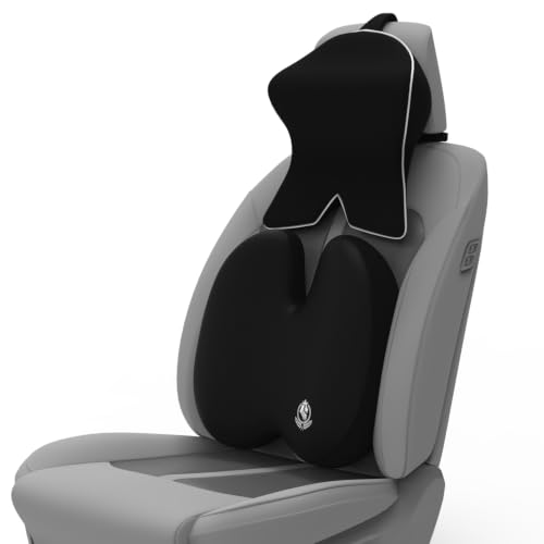 Image of MRRON Large Back Support Neck Rest for Chair & Car Seat, Orthopaedic Lumbar Support Memory Foam Backrest Cushion Designed for Back Pain Relief Pillow for Comfortable Sitting (Black, Back)