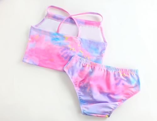 Image of TENVDA Girls Swimsuit 2-Piece Halter Tankini Set Beach Sport Bathing Suit UPF 50+ Swimwear