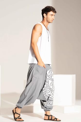 Image of The Veshti Company Printed Harem Pants for Men's Cotton Hippie Style Baggy Boho Yoga Pajama Pant with Pocket