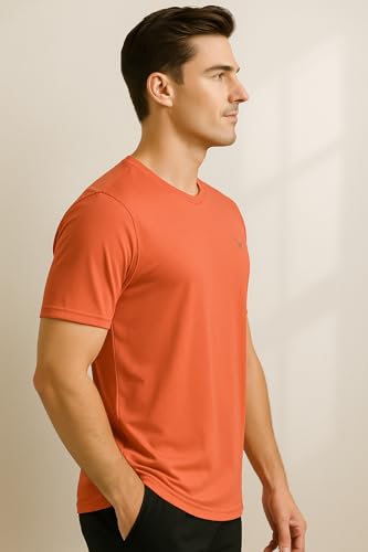 Image of Force NXT Men's Premium Microfiber Fabric Solid T-Shirt | Round Neck Half-Sleeves T-Shirt for Men | Sweat Wicking with Label Free for Daily Uses