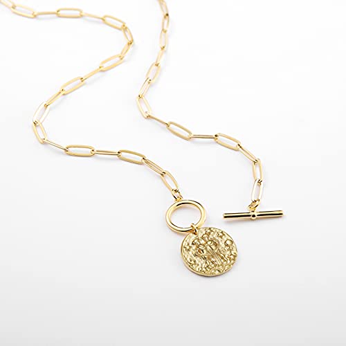Image of Handmade 14K Gold Plated Simple Delicate Ornate Circle Bar and Cross Choker Necklace for Womens, Brass Silver Brass, Unknown