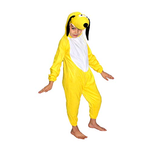 Image of Kaku Fancy Dresses Fleece Dog Cartoon Costume -Yellow, 3-4 Years, For Boys & Girls