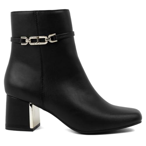 Jones New York Women’s Dress Booties with Block Heel and Gold Heel Accent, Side Zip Ankle Boots for Office & Evening Wear - Durling2