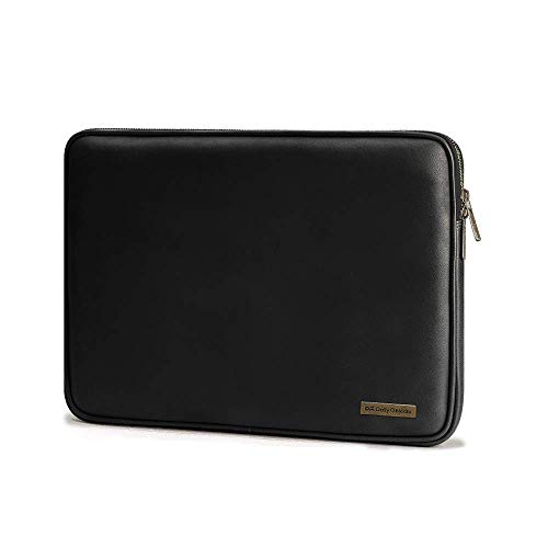 Image of DailyObjects Zippered Sleeve for MacBook & Laptop 13 Inch | Solid Black PU Leather Sleeves with Inner Lining | Durable Stylish Light Weight Sleek Design with Zip Closure