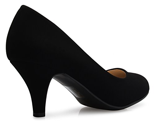 Image of Olivia K Women's Comfort Classic Round Toe Kitten Low Mid Heel Dress Pumps