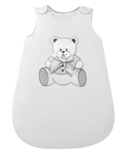 NOSBEBES ® Fabriqué en EUROPE, Gigoteuse pour bébé, Sac de Couchage pour nouveau-né, brodé, 100% COTON, pour lit bébé, pour siège auto, pour poussette, idée cadeau naissance (BLANC BC OURS gi) Cover