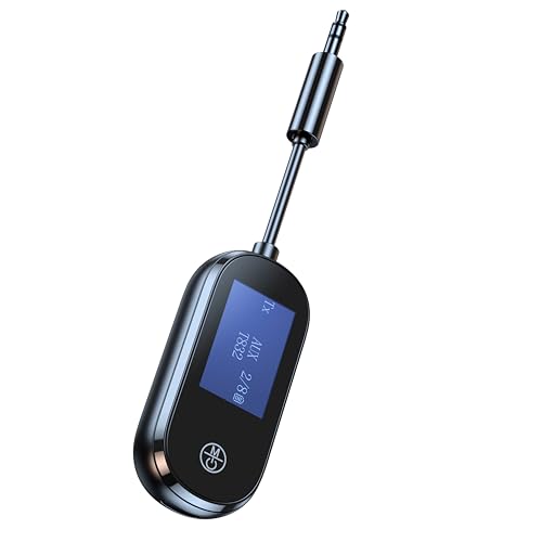 Receptor transmisor Bluetooth V5.3 2 en 1, Adaptador Bluetooth para TV, transmisor de Audio 3,5mm portátil con Clavija de para TV, avión, Equipo estéreo y Coche, micrófono Integrado, Manos Libres