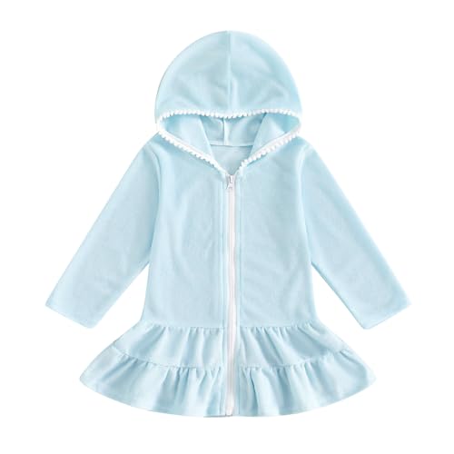 MAYUMMPY Kids Girl Swim Cover Up Swimsuit Zipper Beach Pool Bathing Suit Hoodie Dress Terry Coverup Swimwear
