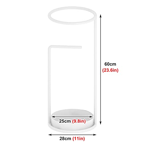 Porte-parapluie portable blanc avec bac collecteur d'eau