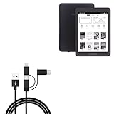 BoxWave Cable Compatible with Boyue Likebook Mars - AllCharge 3-in-1 Cable - Jet Black