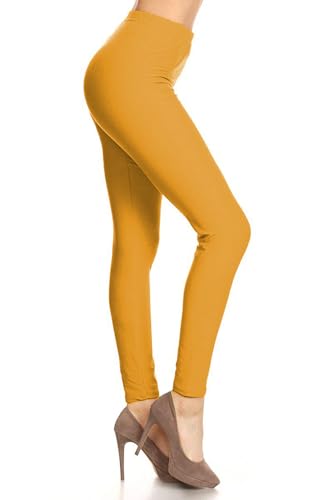 Image of Leggings Depot Women's High Waist Leggings Soft 1 inch Waistband Solid Pants - Regular, Plus, 1X3X, 3X5X