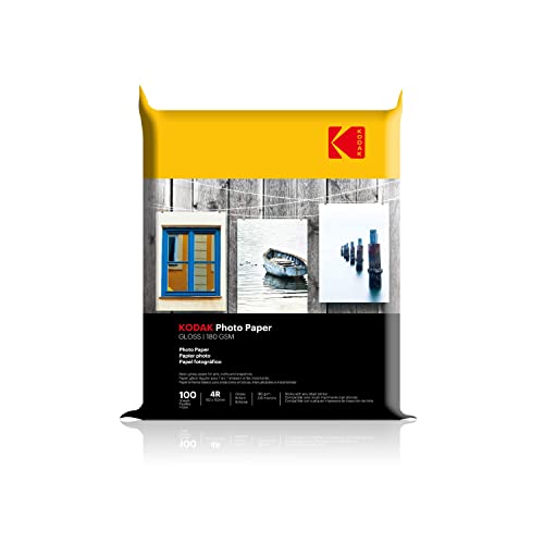 Image of Kodak 180 GSM 4R (4x6) Glossy Photo Paper - Water Resistant, Pack of 100 sheets, Compatible with all Inkjet Printers