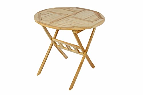Balkontisch Rondo aus Teak Holz | zusammenklappbarer Gartentisch | runder Tisch mit 80 cm Durchmesser | witterungsbeständig und stabil | naturbelassen Cover