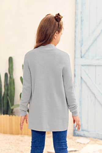 Image of Girls Cardigan Kids Open Front Oversized Sweater with Pockets | Casual Cardigans, Soft Knit, Long Sleeve, Uniform Cardigan for Girls, 7-14 Years