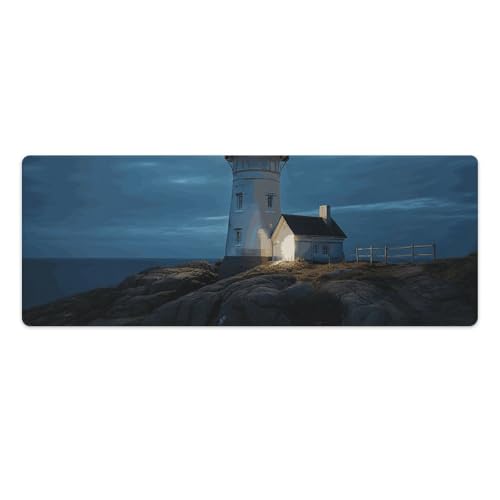 Tapis de souris grand format motif phare de nuit pour bureau et maison