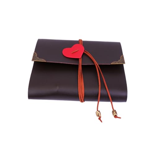 SEWACC Album Fotografico Vintage in PU Chiusura a Cuore, Formato Piccolo, Colore Caffè, per Ricordi di Matrimonio, Compleanno, Anniversario e Natale, Album di Ritagli e Libro degli