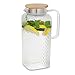 Klarstein GLASWERK Jarra de cristal (2L) - Jarra de agua con elegante tapa de madera de roble - Jarra de vidrio de borosilicato estable - Jarra de agua con filtro en el pico