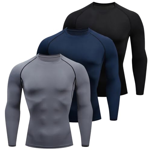La Mejor Lista de Hugo Boss Azul comprados en linea. 37 AEIFULU Camiseta de Compresión para Hombre (MX/US, Alfa, Talla única, Regular, Regular, L, Gris+Azul+Negro)