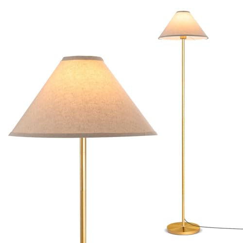 Lámpara de pie con casquillo E27 y pie de lino de diseño alto para salón