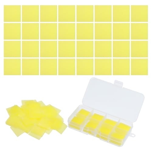 PATIKIL 32個のダイヤモンドアートペイントグルークレイワックス5DスクエアDIYダイヤモンドアートリフィルグルー ダイヤモンドアート刺繍泥供給品アクセサリーペイントツール用の収納ボックス付き（25mm/1インチ イエロー）