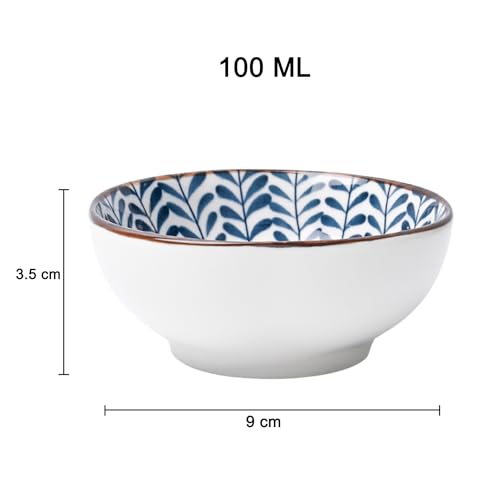 Image of MARKET 99 Ceramic Blue Small Chutney Bowl Set of 3 (100 ml) | Mini Serving Bowls for Sauces, Dips, Condiments & Small Portions | Ideal for Chutney, Pickles & Side Servings for Dining Table