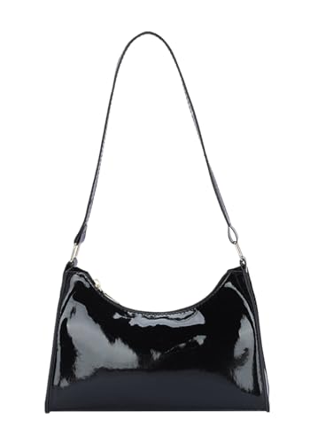 Patent Pu Handbags Shiny Clutch Purse Elegant Evening Bags MINI Shoulder Bag Small HOBOS (Black)