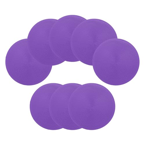YELARXI Spot Markers for Agility Dot, Non-Slip Poly Spots Floor Dots Flat Field Soccer Training Equipment 4 in & 8 Pcs & Purple -Fitting for (Gym/Sports/Training/PE Games/Dance)