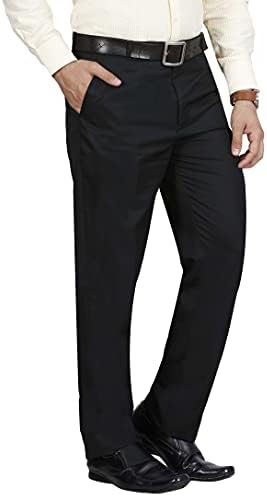 Mc Henry Men's Classic Solid Formal Comfort/Regular Fit Stretchable Wrinkle Free Trousers