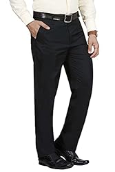 McHenry Men’s Solid Formal Regular Fit Wrinkle Free PolyViscose Trousers