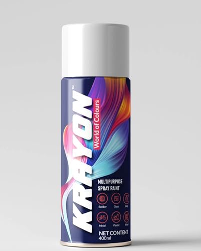 Image of BANNA Krayon Ivory Acrylic Spray Paint 400 ml | Quick Dry Rust-Resistant Multi Surface Aerosol Spray Paint for Metal, Wood, Plastic, Glass, Furniture & DIY Projects